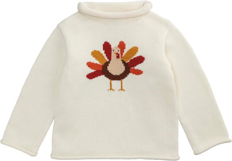 MudPie Boys Kids Thanksgiving Turkey Rollneck Sweater - Image 1